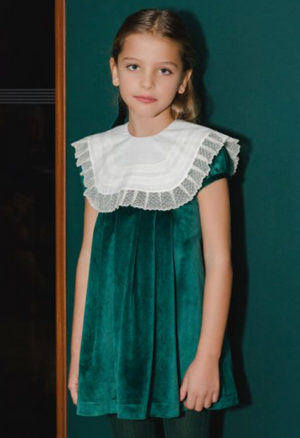 Lace Emerald Green Velvet Dress (Toddler)