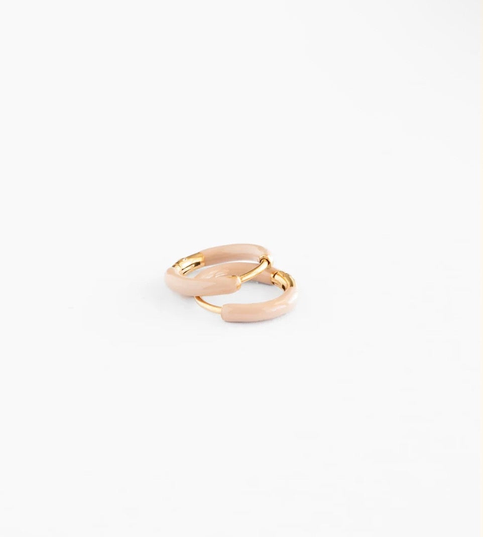 Neutral Enamel Hoop Earring