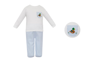 Blue Check Mallard Duck Pants Set (Toddler)