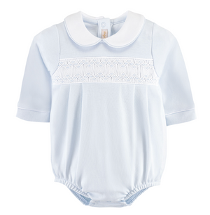 Blue Collared Smocked Bubble (Infant)