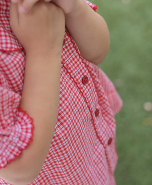 *PRE-ORDER* Malibu Gingham Collared Top and Ruffle Short Set (Big Kid)