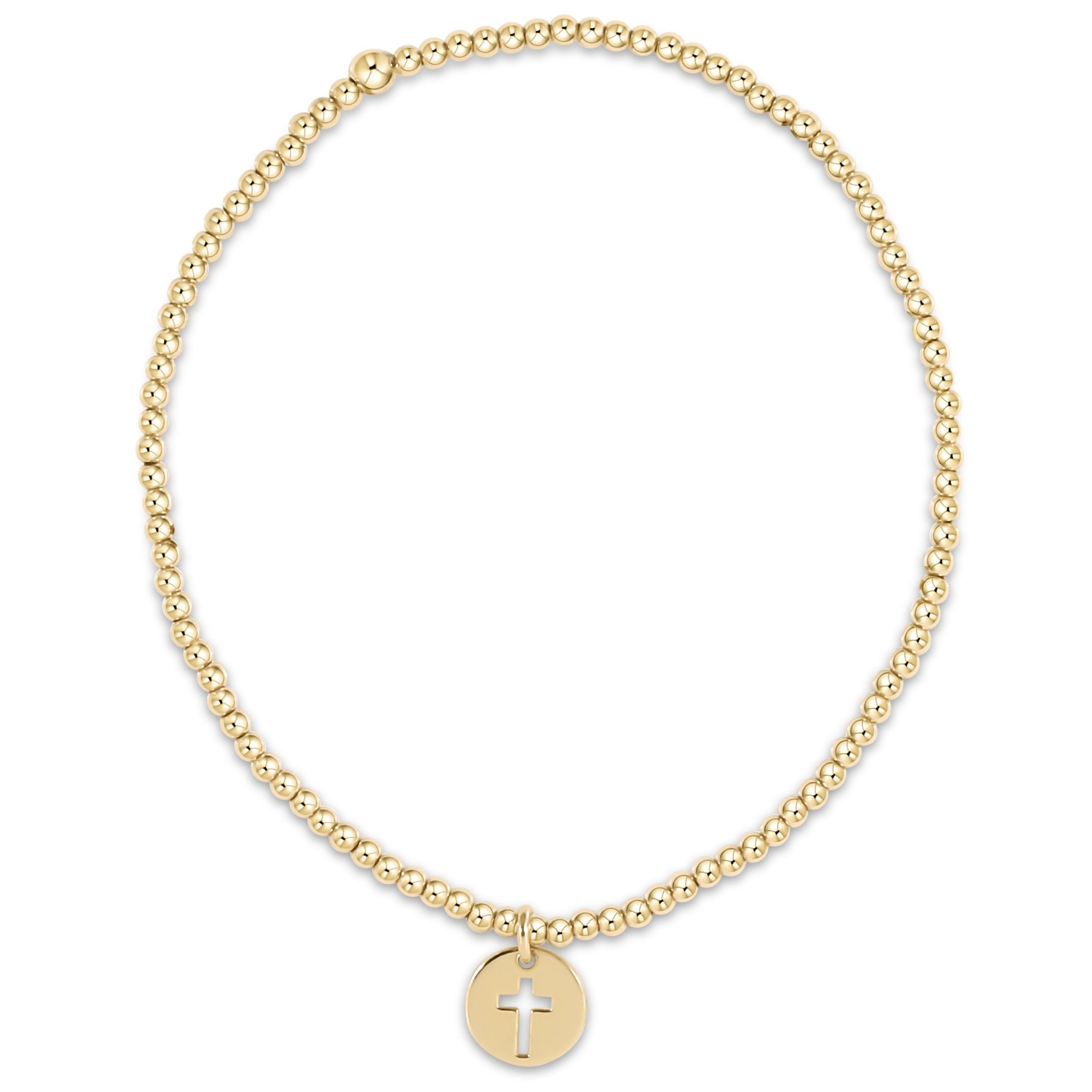eGirl Classic Gold 2mm Bead Bracelet- Blessed Small Gold Disc
