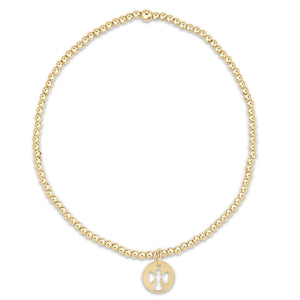 eGirl Classic Gold 2mm Bead Bracelet- Guardian Angel Small Gold Disc