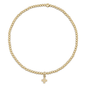 eGirl Classic Gold 2mm Bead Bracelet- Signature Cross Small Gold Charm