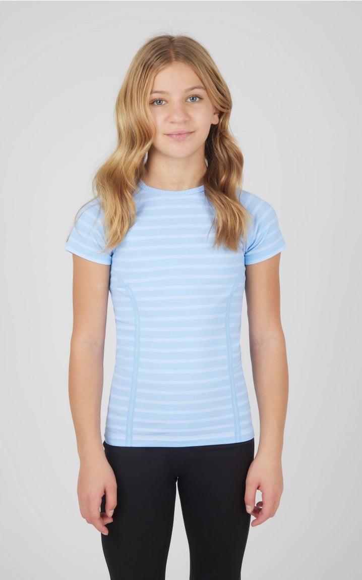Girls Stripe Seamless Crewneck Short-Sleeve Everyday Tee
