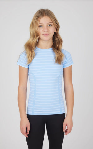 Girls Stripe Seamless Crewneck Short-Sleeve Everyday Tee