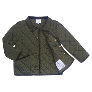 Classic Quilted Jacket-Olive & Light Blue (Toddler)