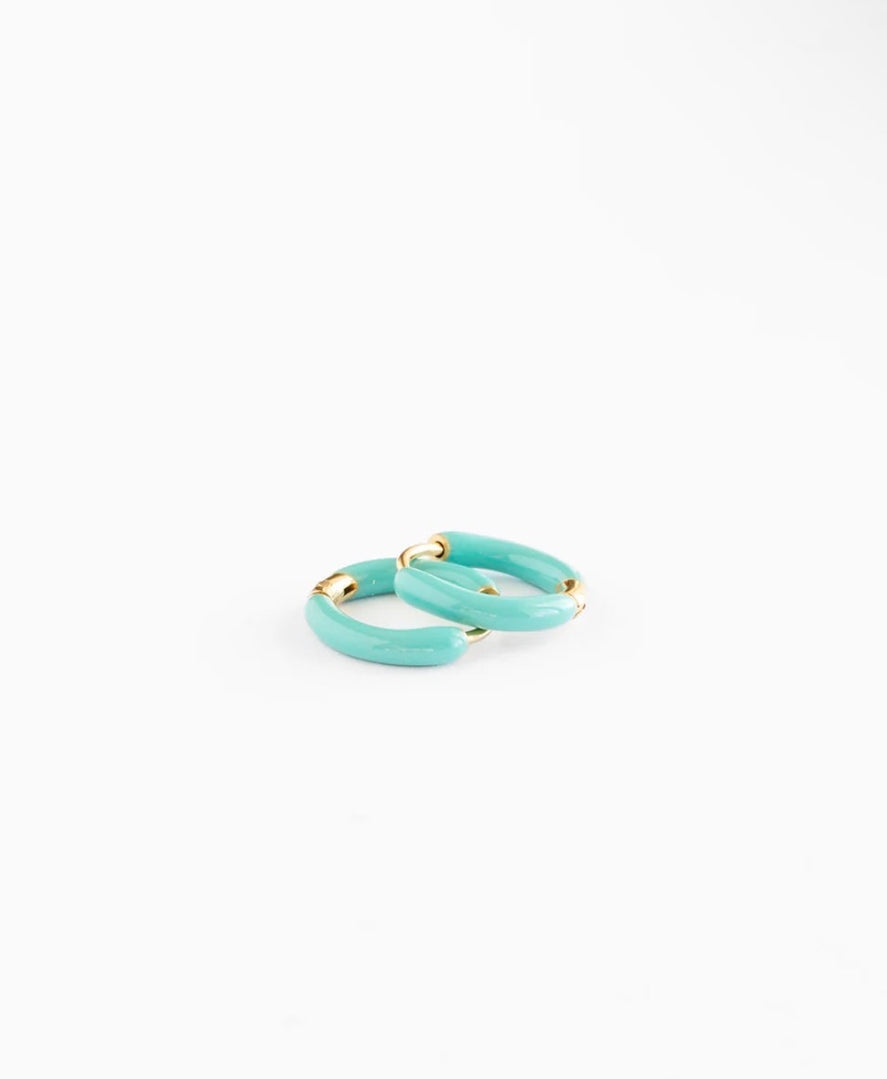 Turquoise Enamel Hoop Earring
