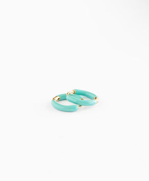 Turquoise Enamel Hoop Earring