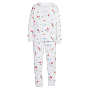 Ruffle Printed Christmas Jammies-Christmas Village (Toddler)