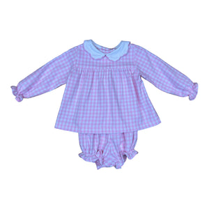 Pink Flannel Check Caroline Bloomer Set (Toddler)