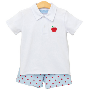 Apple Print Polo Short Set (Toddler)