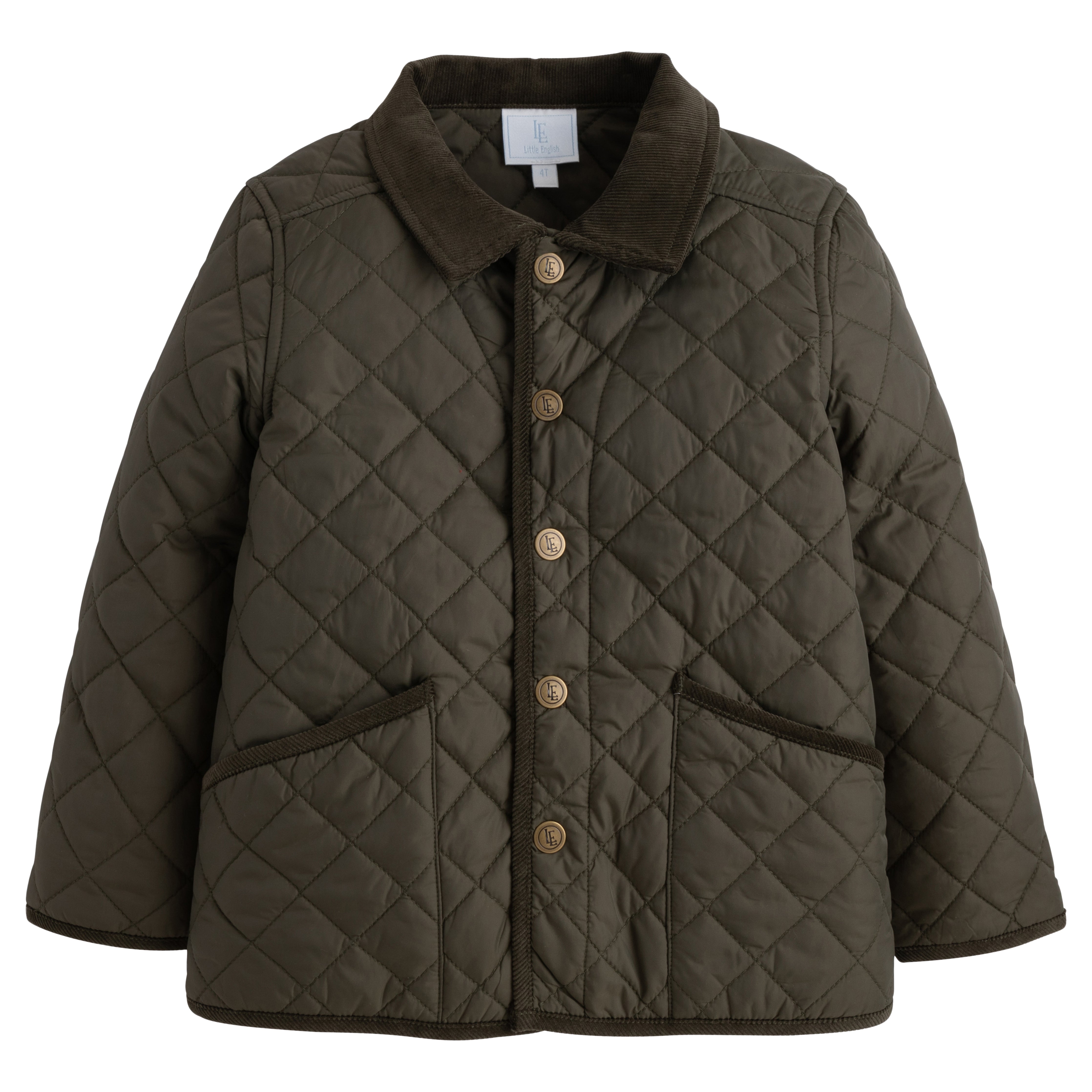 Classic Quilted Jacket-Olive & Light Blue (Kid)