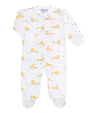 Blue Duck Print Zipper Footie