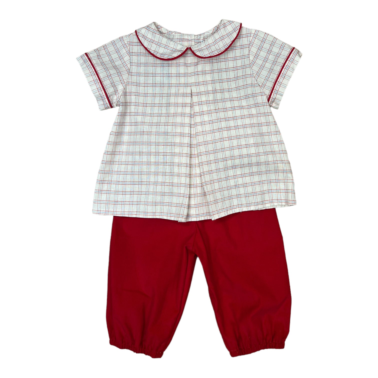 Blue/Red Plaid Diaper Boy Bloomer Set