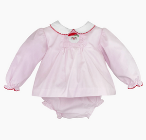 Pink Santa Smocked Set (Infant)