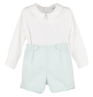 White & Blue Classic Tabs Boy Button On (Toddler)