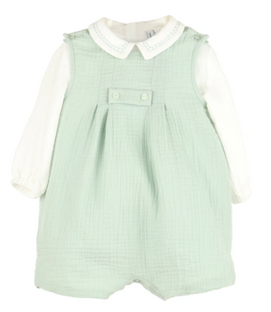 Cuddle Cotton John John Set- Blue & Green (Toddler)