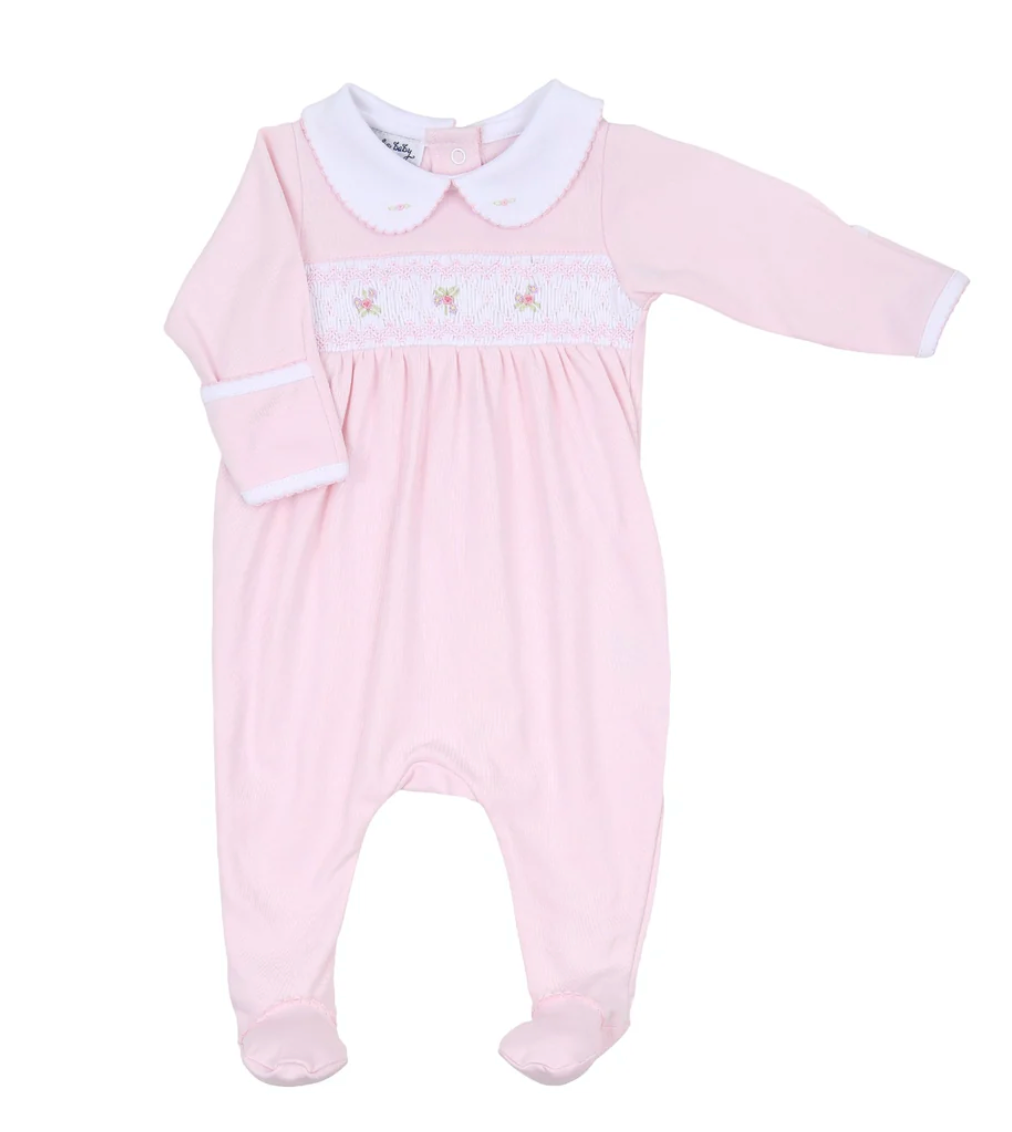 Freya and Finn Smocked Collared Girl Footie (Baby)