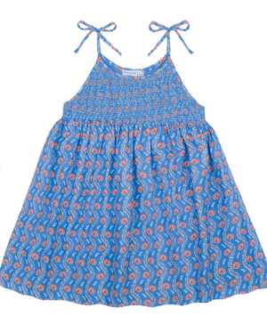 Blue Primrose Smocked Tie Dress (Big Kid)