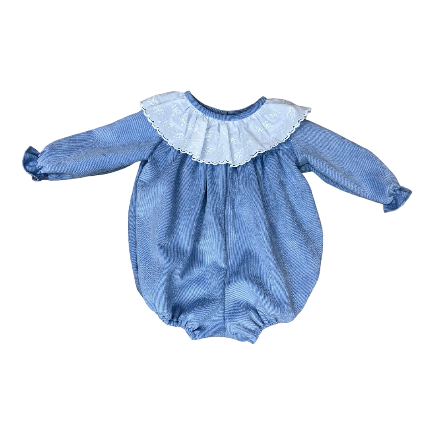 French Blue Cord Candy Cane Lace Bubble (Infant)