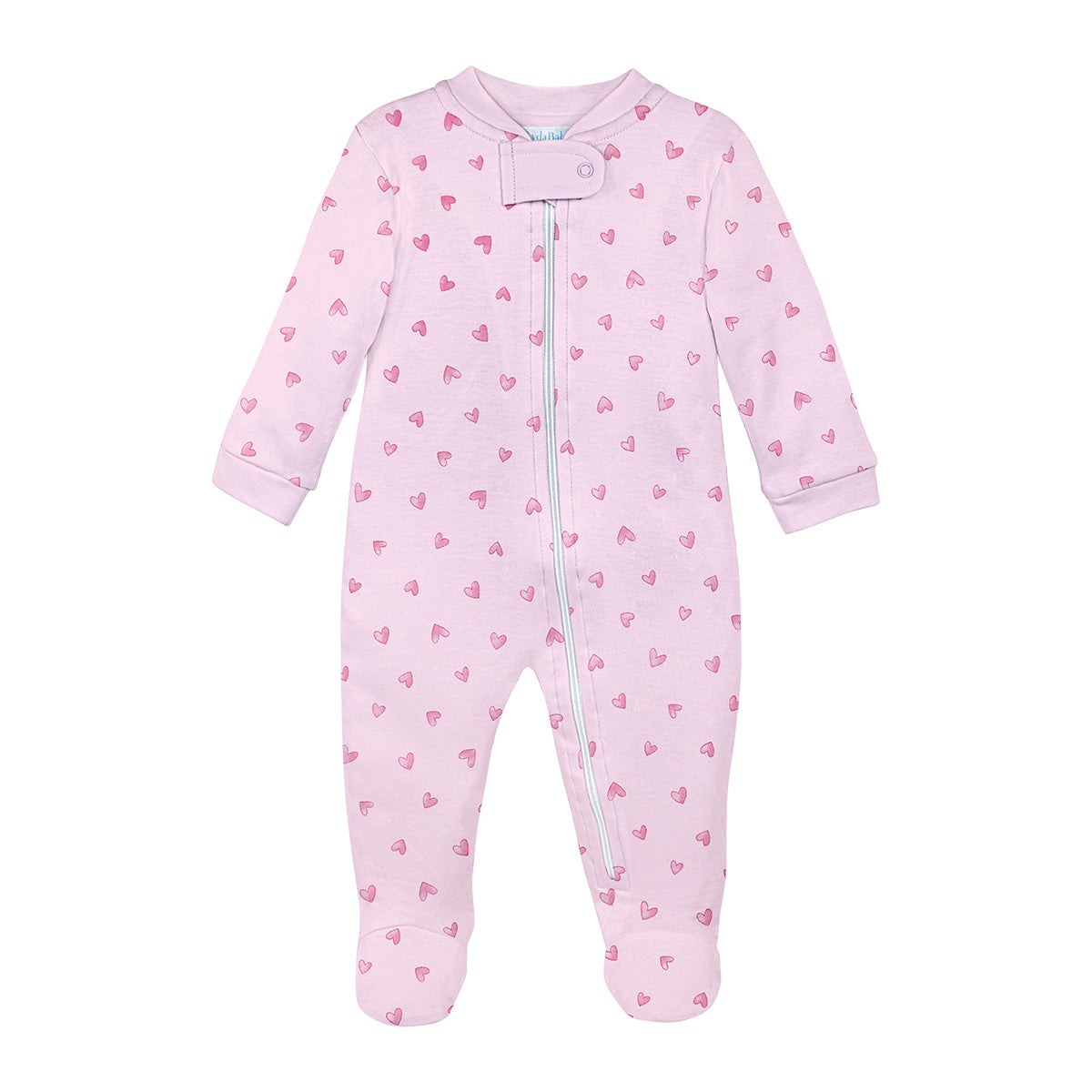 Pink Festive Hearts Zipper Footie (Infant)