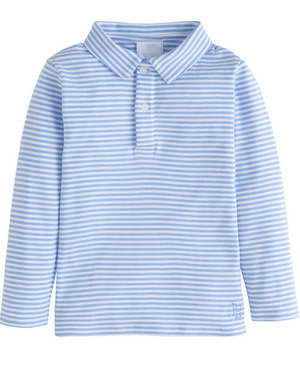 Light Blue Stripe LS Polo (Toddler)