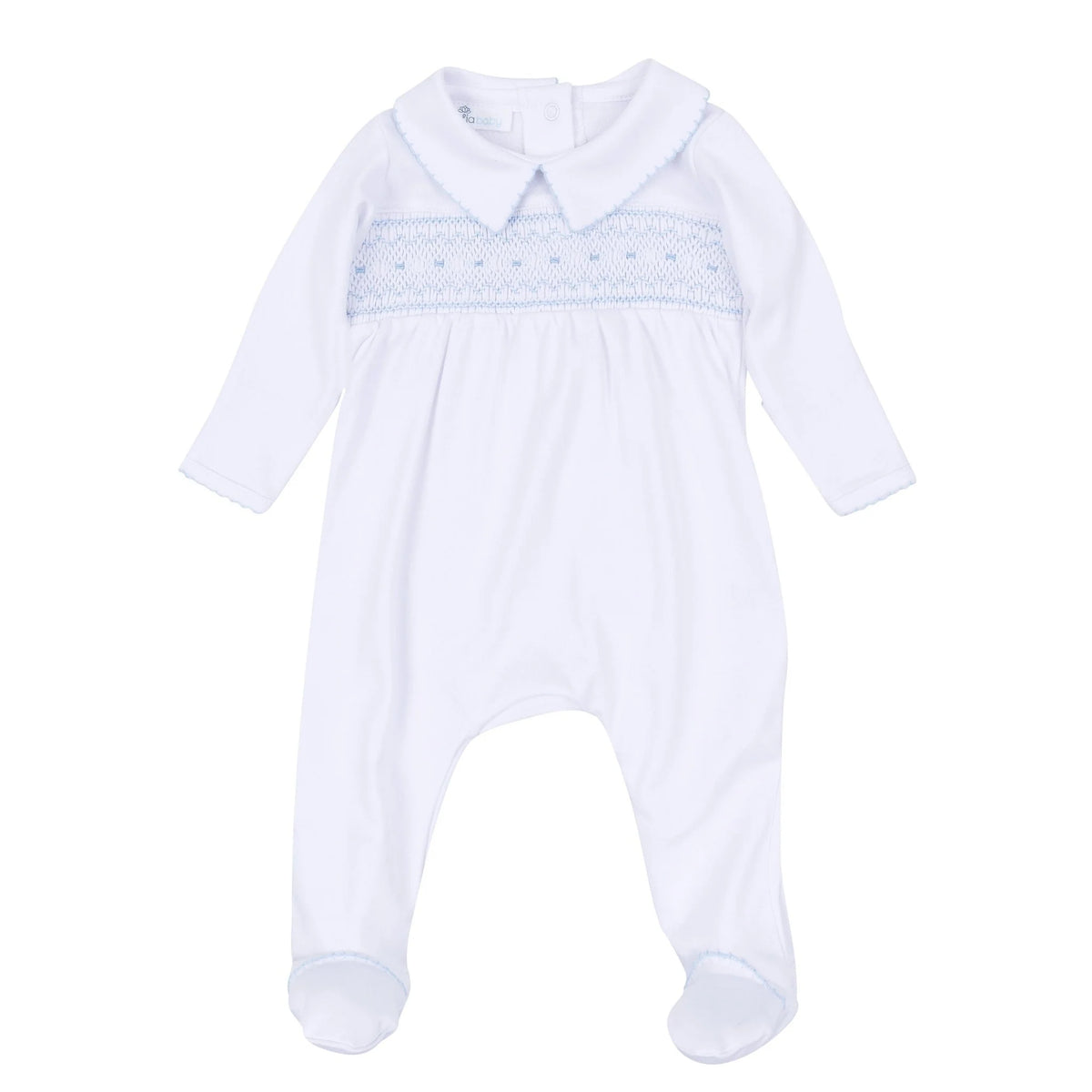 Light Blue George Smocked Footie