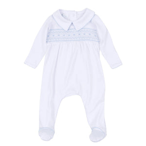 Light Blue George Smocked Footie