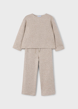 Tan Knit Glitter Pant Set