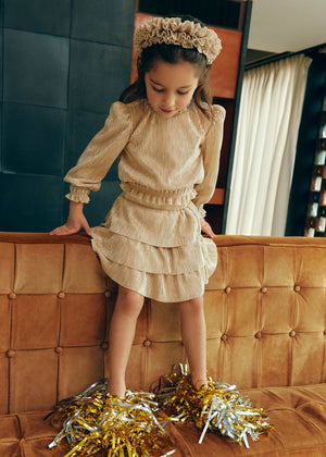 Gold Pleated Skirt Set
