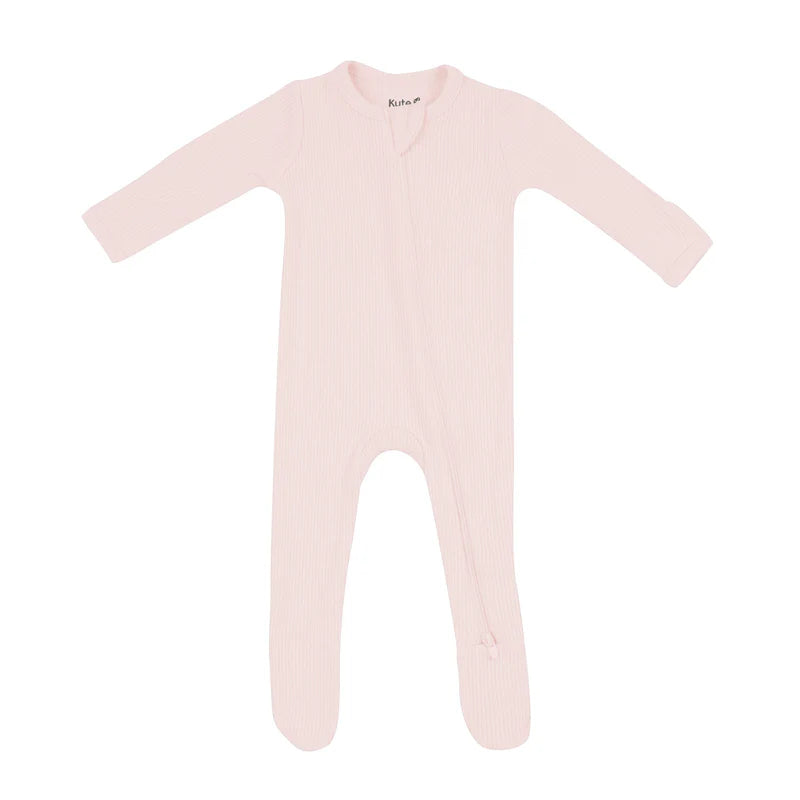 Blush Ribbed Zipper Footie