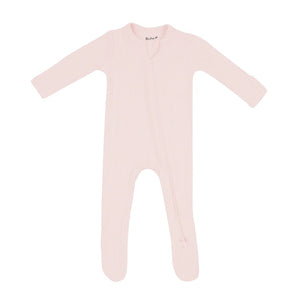 Blush Ribbed Zipper Footie