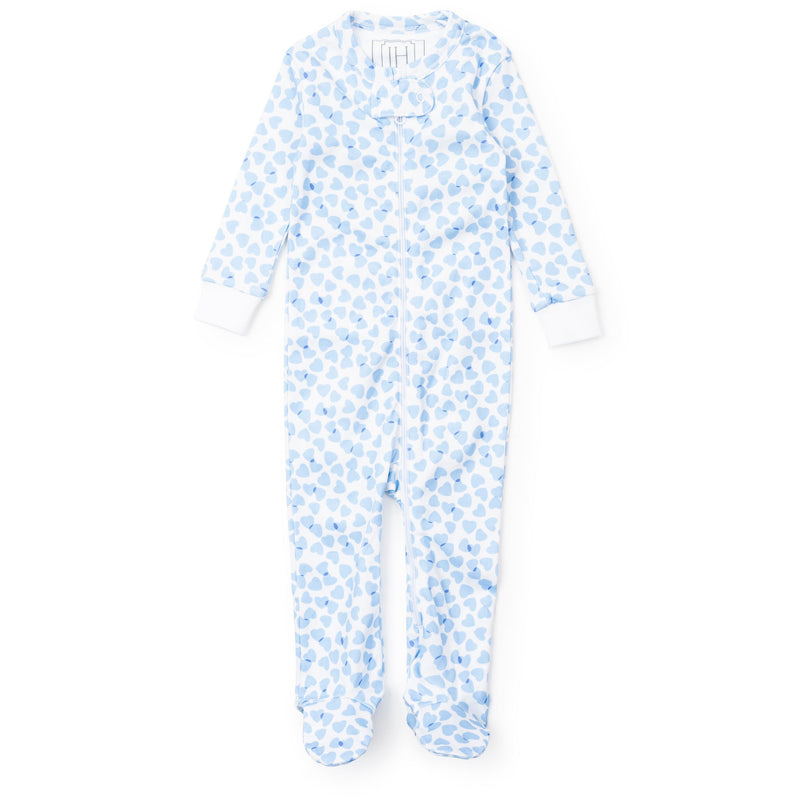 Blue Hearts Confetti Parker Zipper Footie