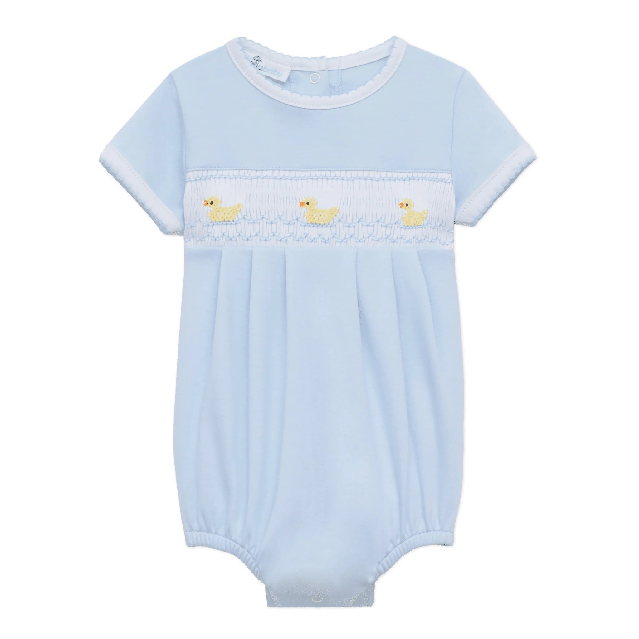 Blue Little Ducklings Smocked Bubble