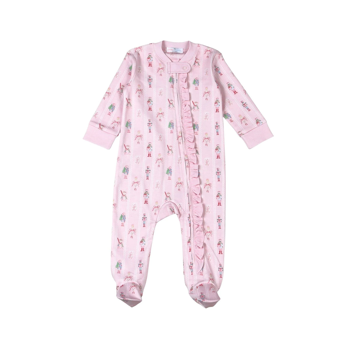 Pink Nutcracker Pima Zipper Footie