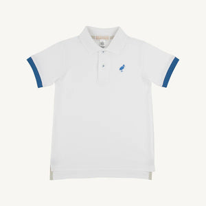 Worth Ave White & Blue Prim & Proper SS Polo