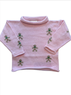 Pink Gingerbread Men Roll Neck Sweater (Kid)