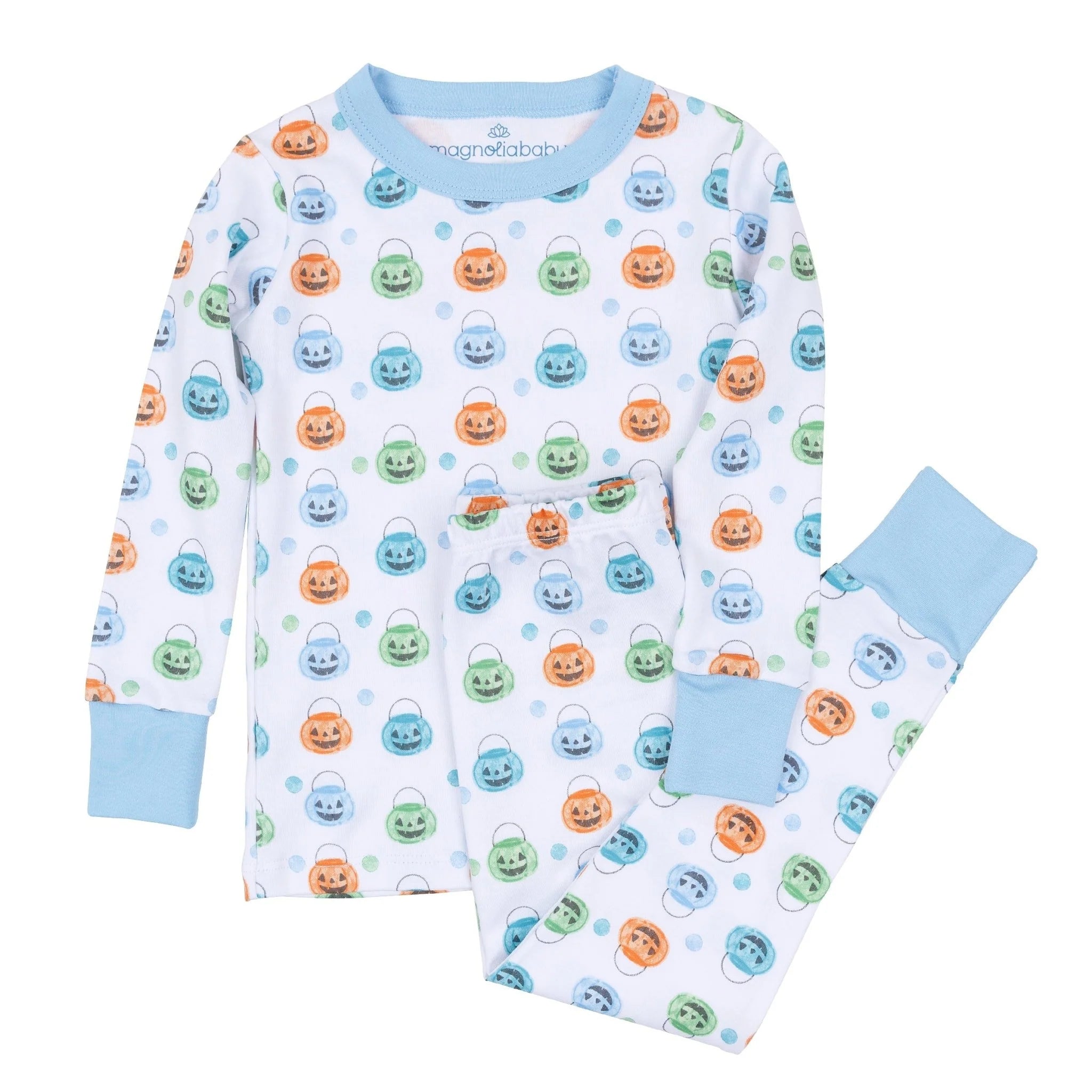 Light Blue Pumpkin Party Long Pajama