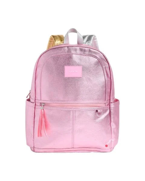 Pink/Silver Kane Double Pocket Backpack
