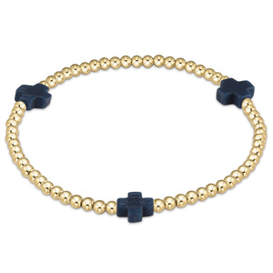 eGirl Signature Cross Gold Pattern 3mm Bead Bracelet- Navy