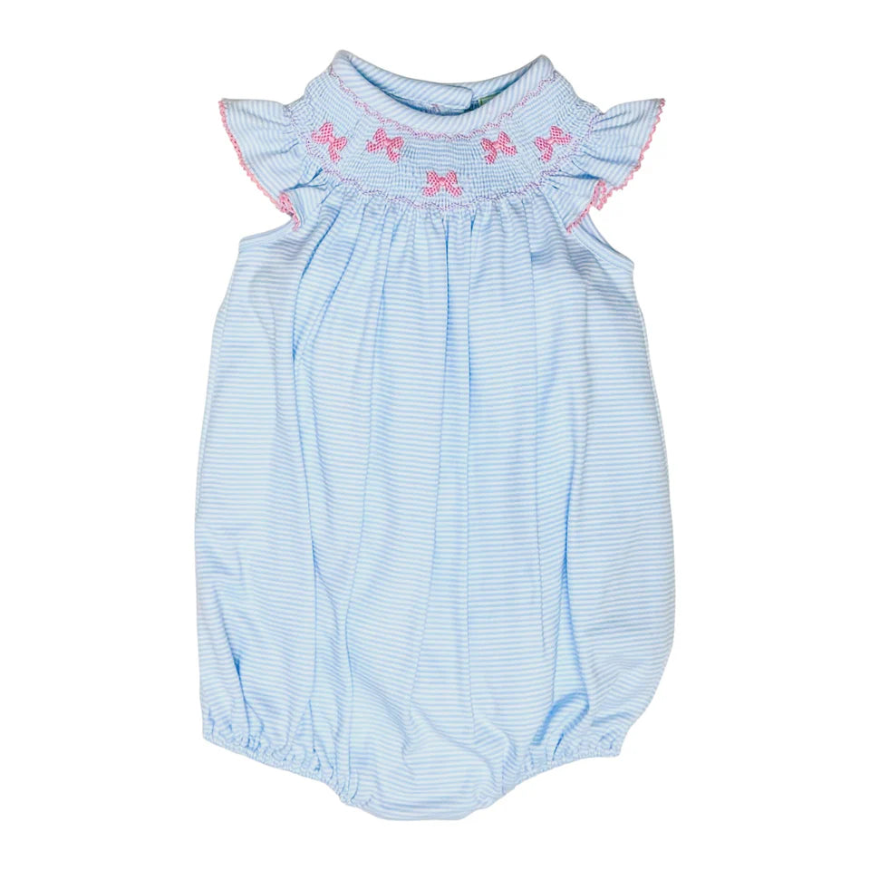 Lt Blue Bitty Knit Bows Bishop Bubble