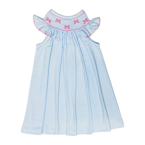 Lt Blue Bitty Knit Bows Bishop Dress