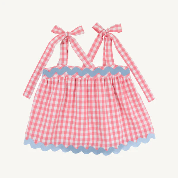 Parrot Cay Coral Check Tyler Tie Top