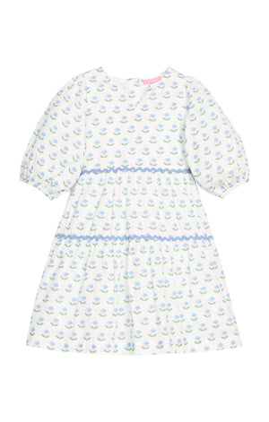 Blue Tulip Block Print Madaket Dress