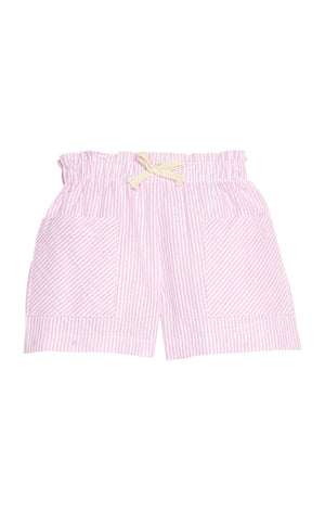 Pink Sparkle Seersucker Patch Pocket Shorts