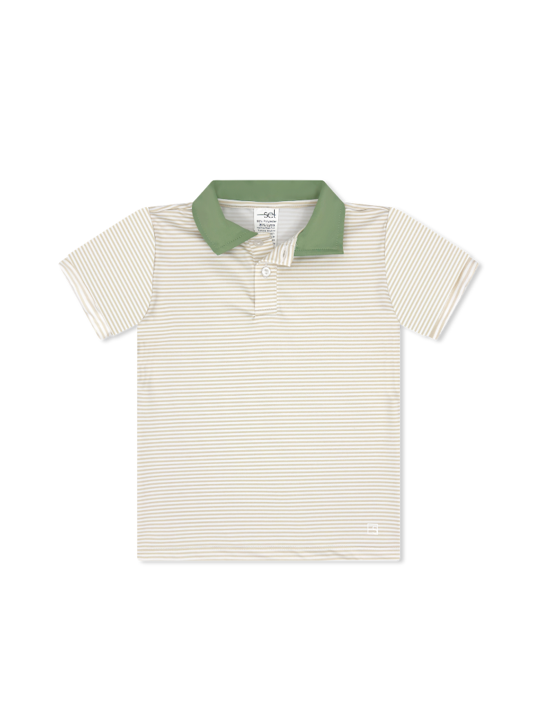 Parker Polo - Sandstone Ministripe & Pistachio Green