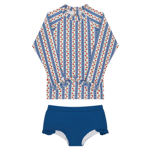 Girls Strawberry Fields Tie Knot Sleeve Rashguard Set