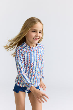 Girls Strawberry Fields Tie Knot Sleeve Rashguard Set