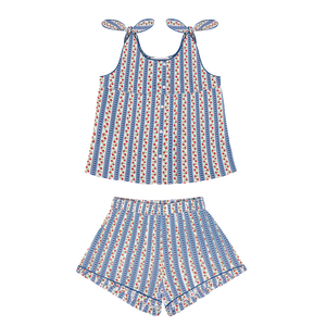 Girls Strawberry Floral Tie Knot Short Set